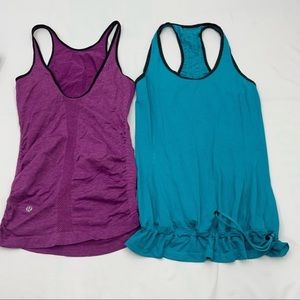 Lululemon Blue/plum purple Racer Back Tank Size Small exercise V-Neck Top